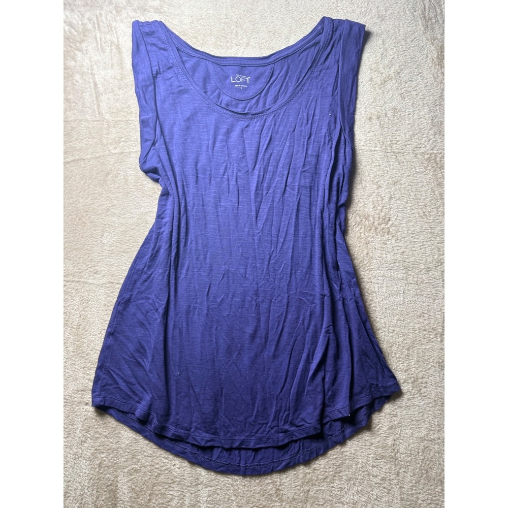 Ann Taylor Loft Womens Slub Knit Scoop Neck Tank Top Size S Basics Summer